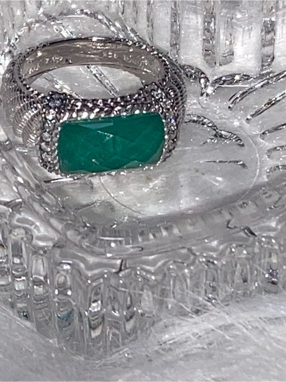 Judith Ripka Silver Ring with Vibrant Green Gemstone
